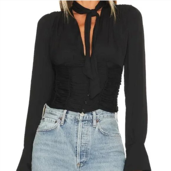 NWT Free people Meet Me There Buttondown in Black - Picture 1 of 8